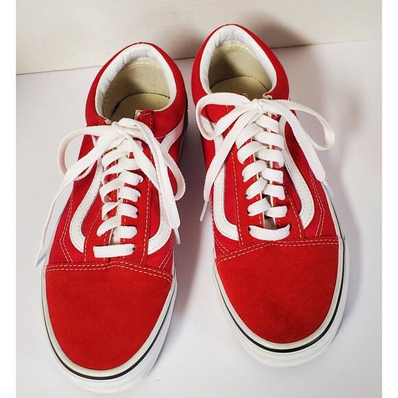 Vans Off The Wall Red Suede and Canvas Sneakers Size W/8, M/6.5 - Picture 5 of 7
